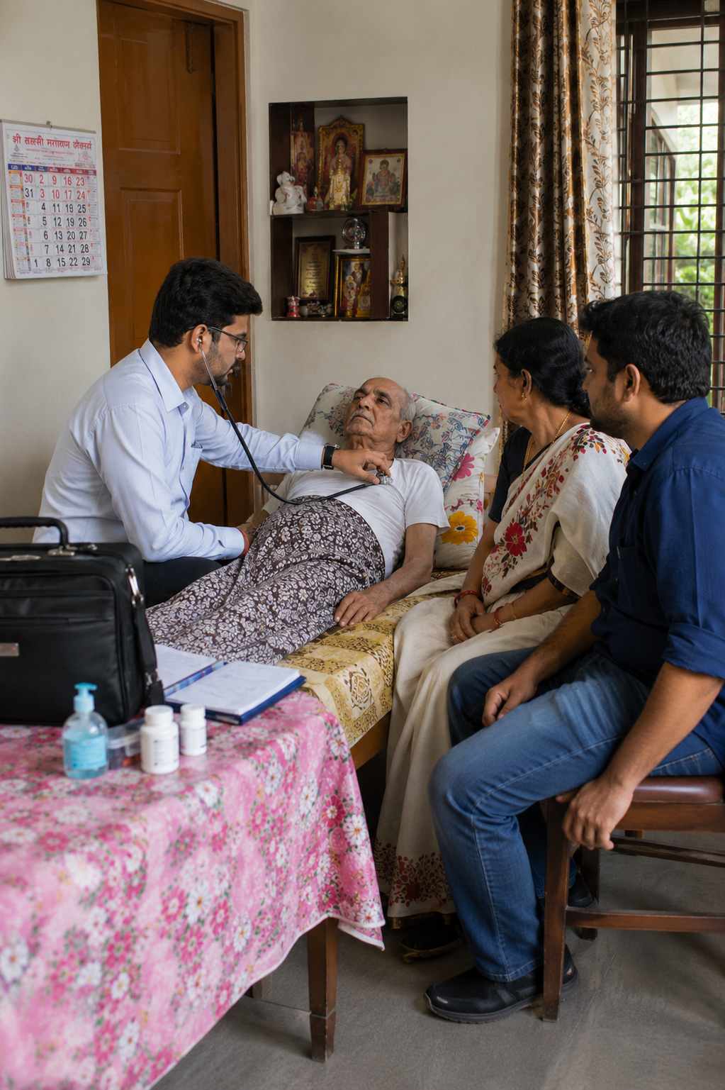 Doctor visiting patient at home